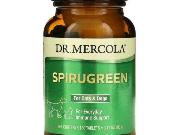 Dr. Mercola, SpiruGreen, для кошек и собак, 180 таблеток