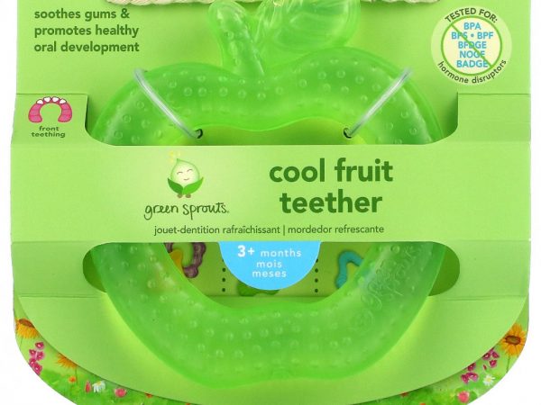 Green Sprouts, Прорезыватель для зубов Cool Fruit, для детей от 3 месяцев, зеленое яблоко, 1 прорезыватель