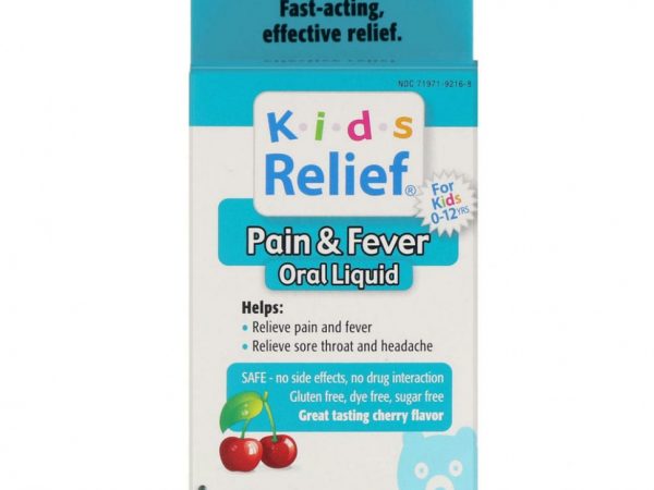 Homeolab USA, Kids Relief, жидкость для перорального применения от боли и лихорадки, для детей 0–12 лет, со вкусом вишни, 25 мл (0,85 жидк. Унции)