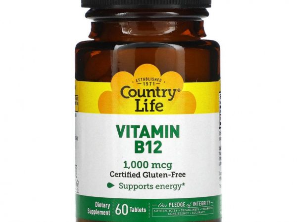 Country Life, Витамин B12, 1000 мкг, 60 таблеток
