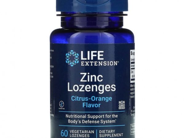 Life Extension, Пастилки с цинком, цитрусово-апельсиновый вкус, 60 вегетарианских пастилок