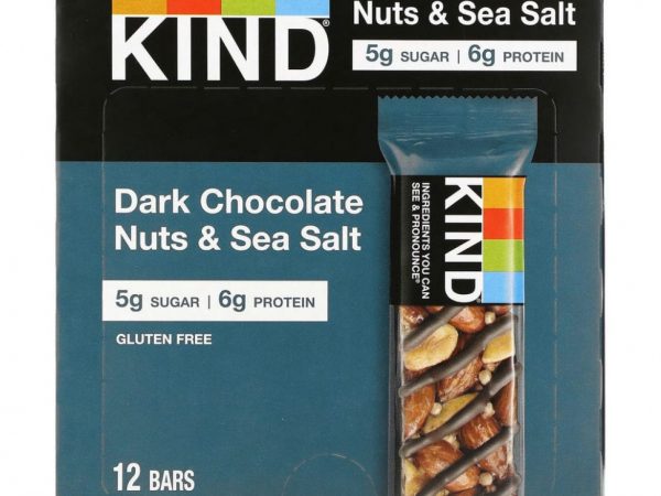 KIND Bars, Nuts & Spices, батончики из темного шоколада с орехами и морской солью, 12 батончиков по 40 г