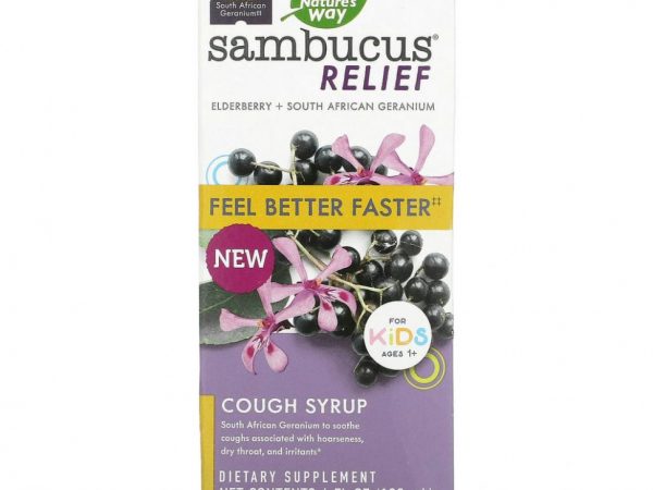 Nature's Way, Sambucus Relief, сироп от кашля, для детей от 1 года, с бузиной, 120 мл (4 жидк. Унции)