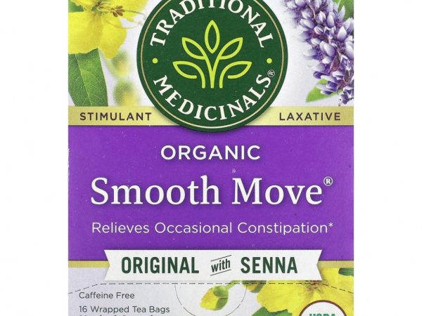 Traditional Medicinals, Organic Smooth Move, оригинальный с сенной, без кофеина, 16 чайных пакетиков, 32 г (1,13 унции)