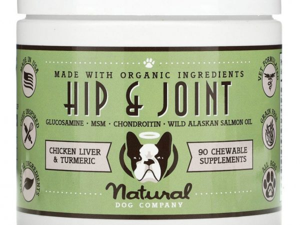 Natural Dog Company, Hip & Joint, для всех возрастов, куриная печень и куркума, 90 жевательных таблеток, 284 г (10 унций)