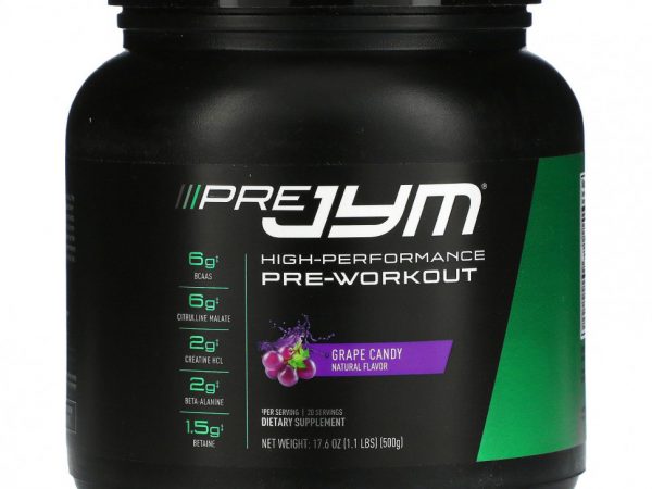 JYM Supplement Science, Pre JYM, High Performance Pre-Workout, виноградные конфеты, 1,1 фунта (500 г)