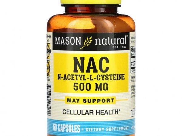 Mason Natural, NAC N-Ацетил-L-цистеин, 60 капсул