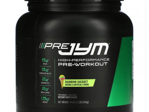 JYM Supplement Science, Pre JYM, высокоэффективный предтренировочный продукт, радужный щербет, 540 г (1,2 фунта)