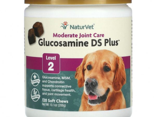 NaturVet, Glucosamine DS Plus, средний уровень поддержки, уровень 2, 120 мягких жевательных конфет, 10,1 унций (288 г)