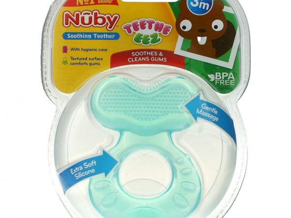 Nuby, Soothing Teether, Teeth Eez, 3+M, Aqua, 1 Teether