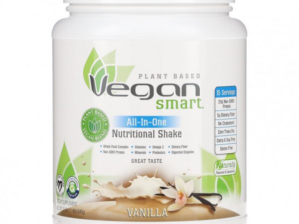 VeganSmart, All-In-One Nutritional Shake, Vanilla, 22.8 oz (645 g)