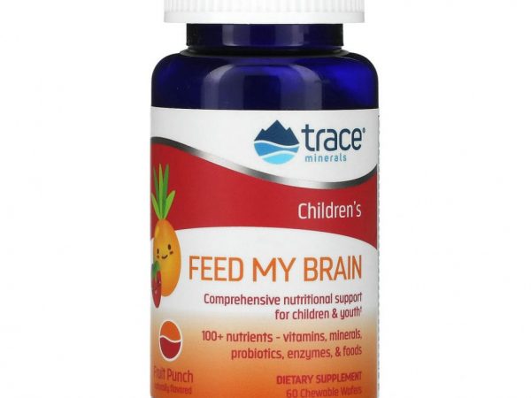 Trace Minerals ®, Feed My Brain, для детей, со вкусом фруктового пунша, 60 жевательных вафель