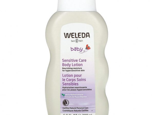 Weleda, детский лосьон для чувствительной кожи тела, экстракт белой мальвы, 200 мл (6,8 жидк. унции)