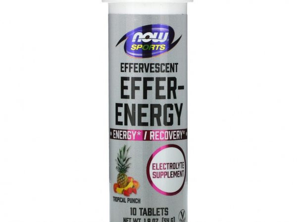 NOW Foods, Sports, Effer-Energy, тропический пунш, 10 таблеток, 54 г (1,9 унции)