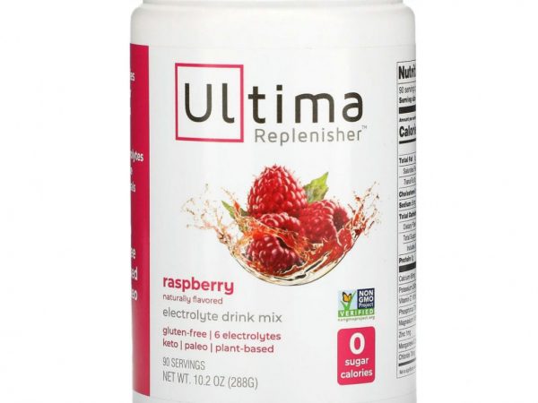 Ultima Replenisher, смесь для приготовления напитка с электролитами, малина, 288 г (10,2 унции)