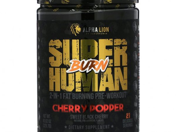 ALPHA LION, SuperHuman Burn, вишневый поппер, сладкая черная вишня, 329,7 г (11,62 унции)