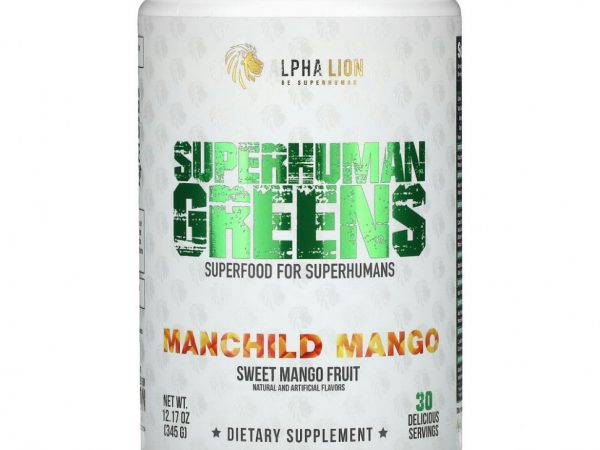 ALPHA LION, SuperHuman Greens, Manchild Mango, сладкие плоды манго, 345 г (12,17 унции)