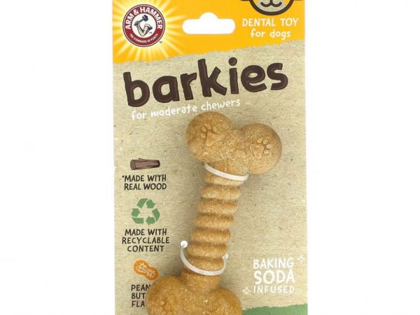 Arm & Hammer, Barkies for Moderate Chewers, стоматологическая игрушка для собак, Classic Bone, арахисовая паста, 1 игрушка