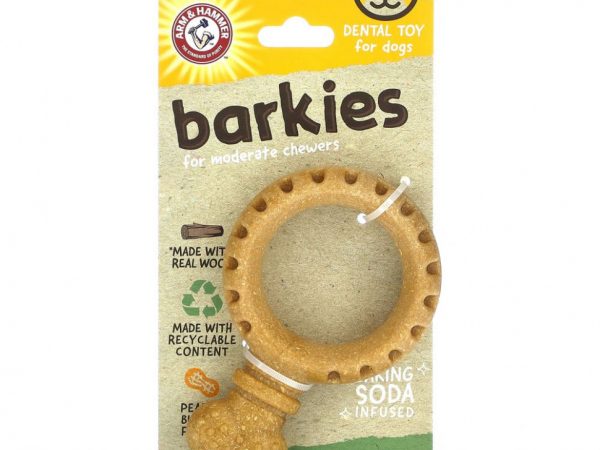 Arm & Hammer, Barkies for Moderate Chewers, стоматологическая игрушка для собак, кольцо, арахисовая паста, 1 игрушка