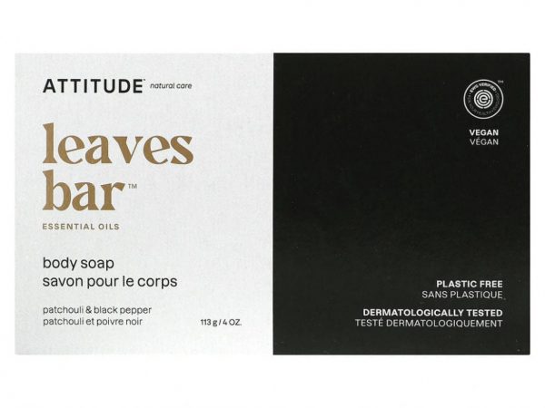 ATTITUDE, Leaves Bar, мыло для тела, пачули и черный перец, 113 г (4 унции)