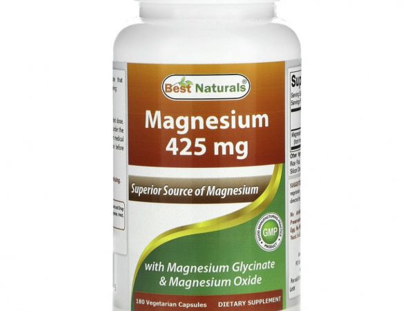 Best Naturals, Магний, 425 мг, 180 вегетарианских капсул