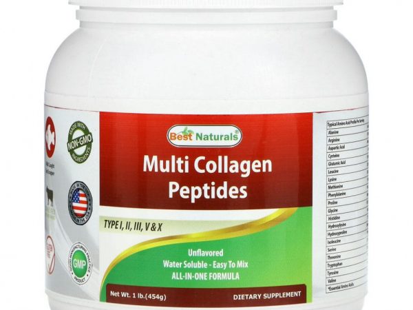Best Naturals, Мультиколлагеновые пептиды, без добавок, 454 г (1 фунт)