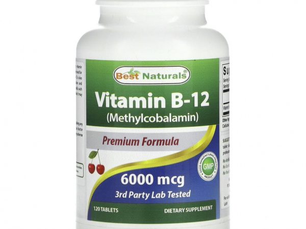 Best Naturals, Витамин B12 (метилкобаламин), 6000 мкг, 120 таблеток