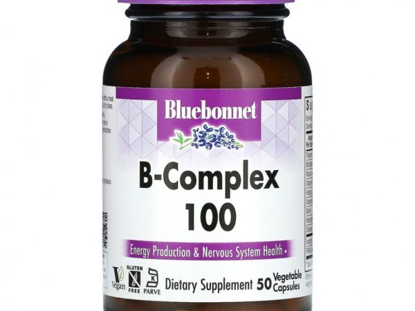 Bluebonnet Nutrition, B-Complex 100, витамины группы B, 50 растительных капсул