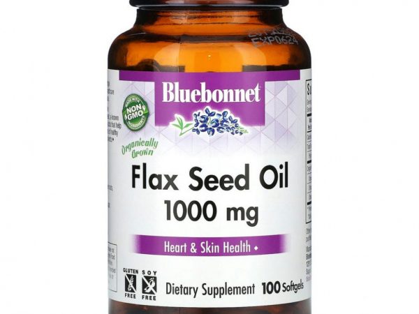 Bluebonnet Nutrition, Льняное масло, 1000 мг, 100 мягких таблеток