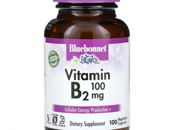 Bluebonnet Nutrition, Витамин B2, 100 мг, 100 растительных капсул