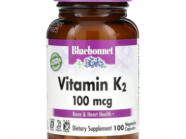 Bluebonnet Nutrition, Витамин K2, 100 мкг, 100 растительных капсул