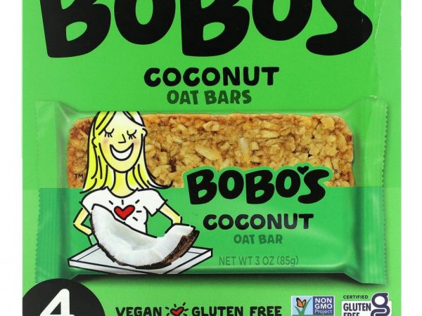 Bobo's Oat Bars, Кокосовые и овсяные батончики, 4 батончика по 85 г (3 унции)