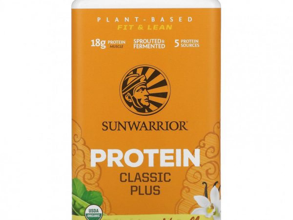 Sunwarrior, Classic Plus протеин, на органической растительной основе, ваниль, 750 г (1,65 фунта)