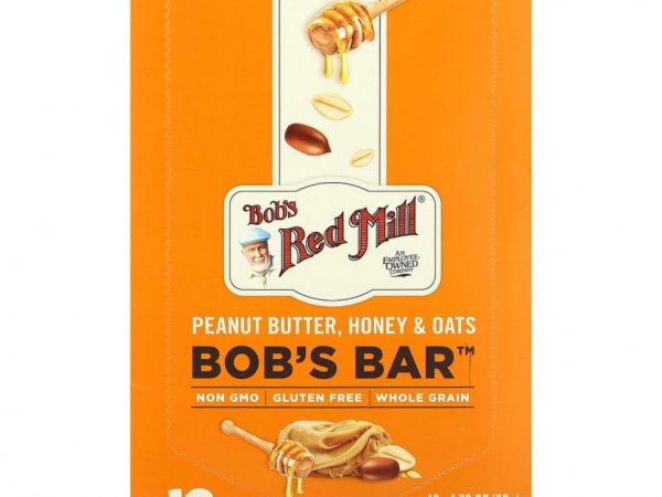 Bob's Red Mill, Bob's Bar, арахисовая паста, мед и овес, 12 батончиков по 50 г (1,76 унции)