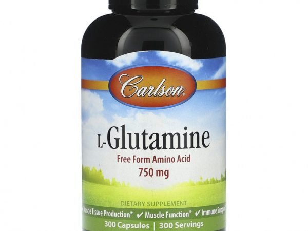 Carlson, L-Glutamine, 750 mg, 300 Capsules