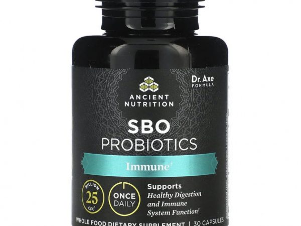 Dr. Axe / Ancient Nutrition, Пробиотики SBO, для иммунитета, 25 млрд КОЕ, 30 капсул