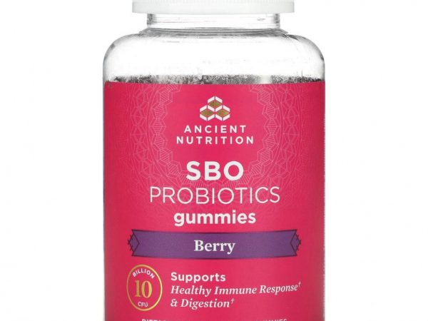 Dr. Axe / Ancient Nutrition, SBO Probiotics, жевательные мармеладки, ягодные, 5 млрд КОЕ, 60 жевательных таблеток