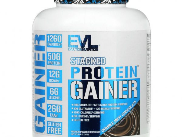 EVLution Nutrition, Stacked Protein Gainer, шоколад двойной насыщенности, 2,72 кг (6 фунтов)