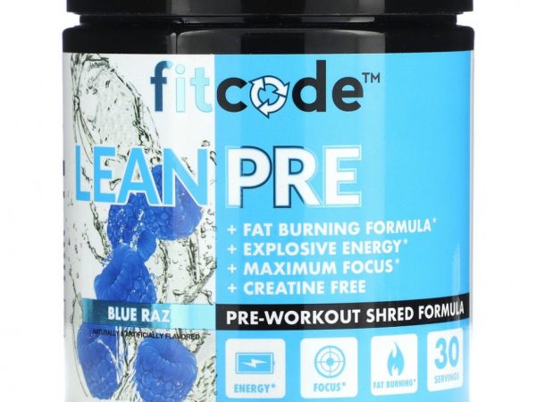 FITCODE, LeanPre, предтренировочная добавка, измельченная малина, 240 г (8,46 унции)