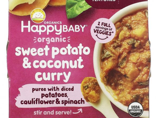 Happy Family Organics, Happy Baby, органический батат и кокосовое карри, от 9 месяцев, 113 г (4 унции)