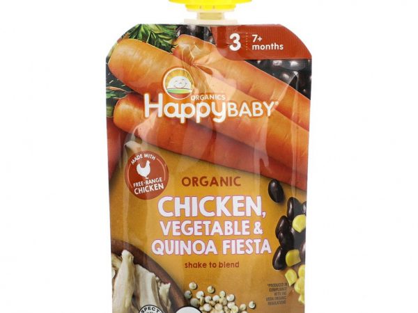 Happy Family Organics, Happy Baby, от 7 месяцев, органическая курица, овощи и киноа, 99 г (3,5 унции)