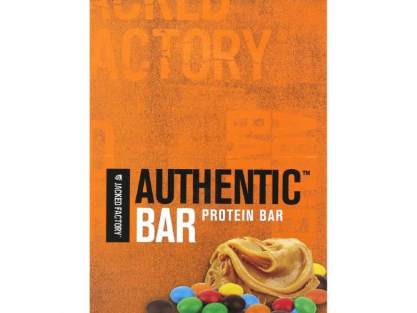 Jacked Factory, Authentic Bar, протеиновый батончик, конфеты с арахисовой пастой, 12 батончиков по 60 г (2,12 унции)