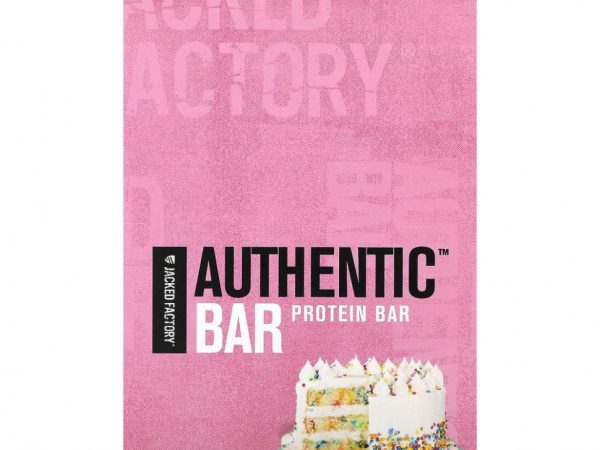 Jacked Factory, Authentic Bar, протеиновый батончик, праздничный торт, 12 батончиков по 60 г (2,12 унции)