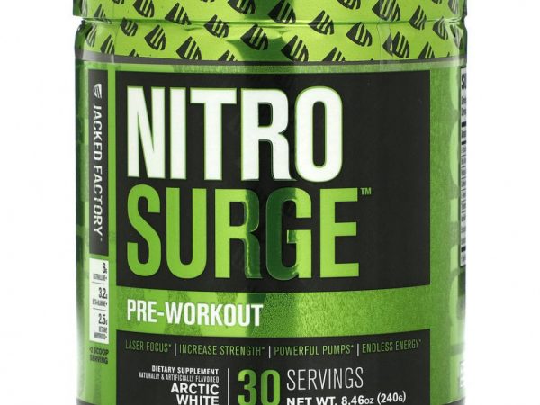 Jacked Factory, Nitro Surge, перед тренировкой, арктический белый, 240 г (8,46 унции)