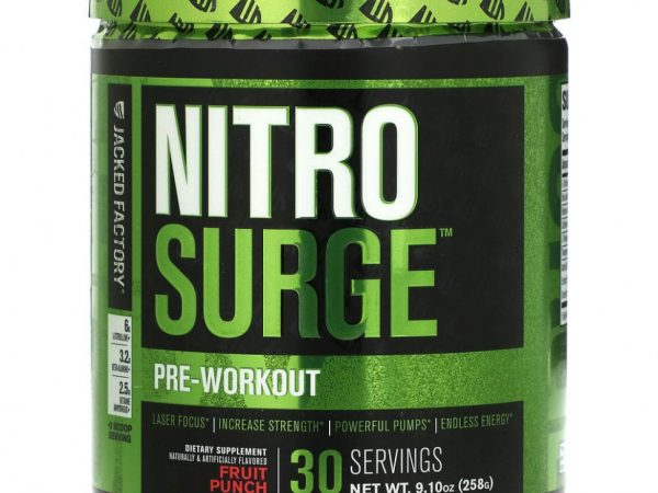Jacked Factory, Nitro Surge, перед тренировкой, фруктовый пунш, 258 г (9,10 унции)