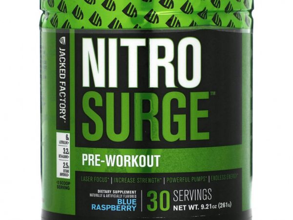 Jacked Factory, Nitro Surge, перед тренировкой, голубая малина, 261 г (9,21 унции)