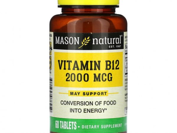 Mason Natural, витамин B12, 2000 мкг, 60 таблеток