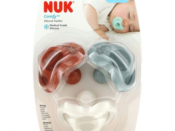 NUK, Comfy, силиконовая пустышка, для детей 0–6 месяцев, натуральный оттенок, 3 шт. В упаковке