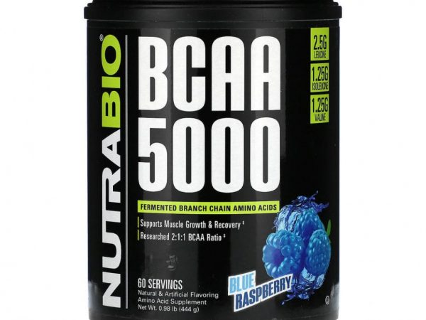 Nutrabio Labs, BCAA 5000, голубая малина, 444 г (0,98 фунта)