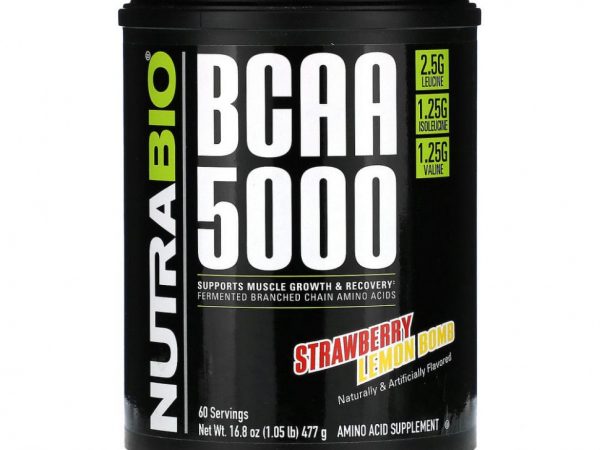 Nutrabio Labs, BCAA 5000, клубнично-лимонная бомба, 477 г (1,05 фунта)